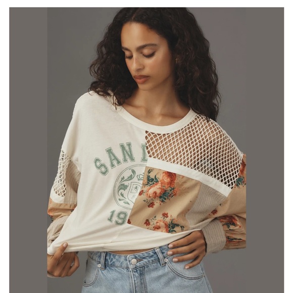 NWT Pilcro Cream Graphic Oversized Sweatshirt - Picture 3 of 4